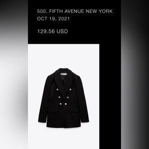 Zara boucle (Chanel style) blazer jacket - black - size M